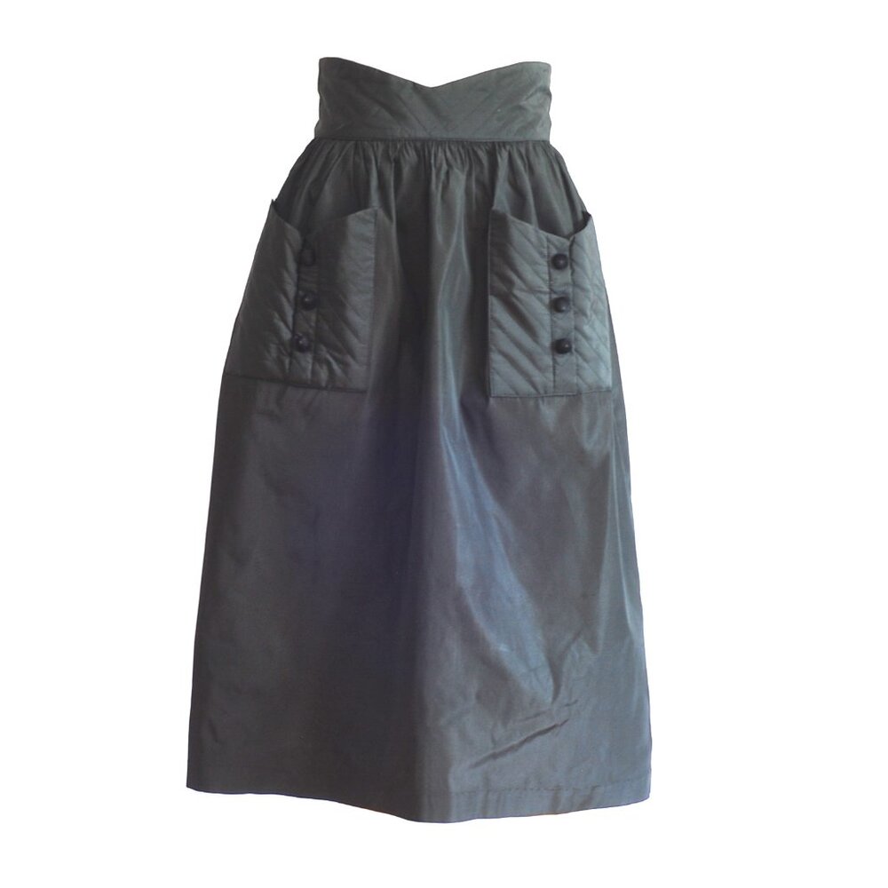 Eddie Singer 1930's - 1950's High Waisted Black Taffeta Skirt